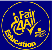The Fair4All Card Education logo (a blue square with a circle within it, with the text "Fair4All Education" and a graphic of 2 schoolbooks within it)