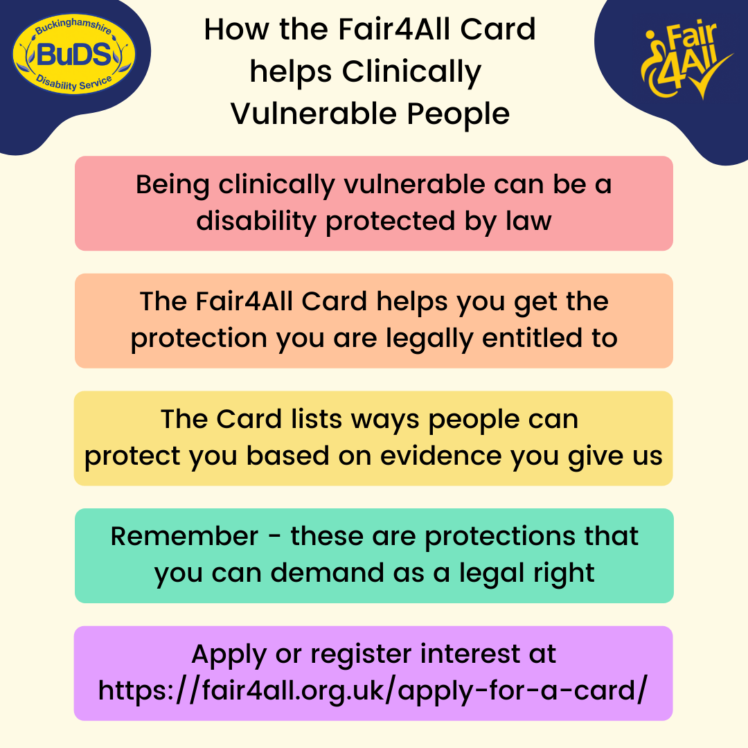 Fair4All Card support for Clinically Vulnerable People – BuDS